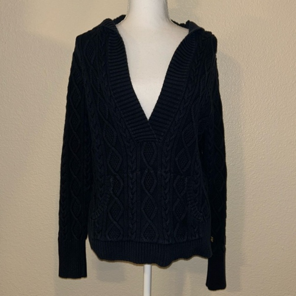 Ralph Lauren Polo Jeans Hooded Cable Knit Sweater sz L VINTAGE